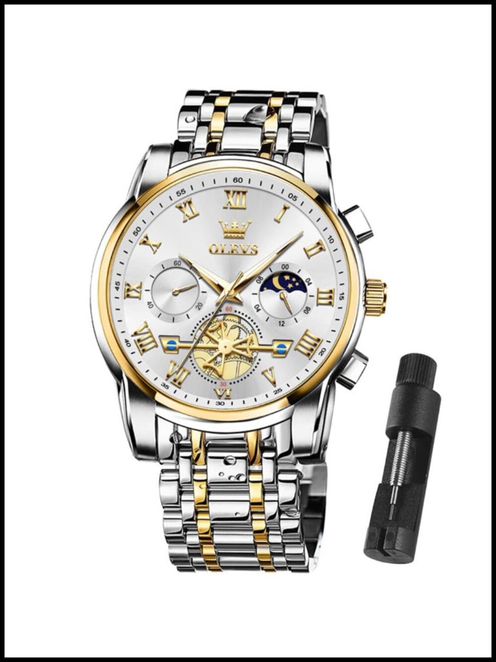 Men's Quartz Watch Stainless Steel Analog Roman Numerals Waterproof 30M